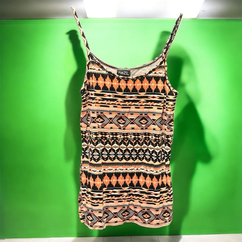 Rue 21 Tribal Print tank top - Black and Orange XL no stains or wear